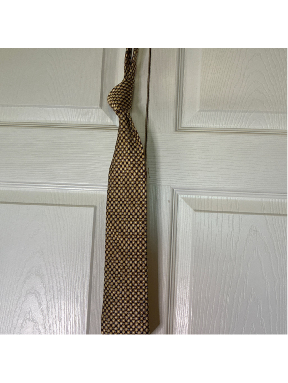 Men's Nautica Tie One Size Blue Gold Geometric Pattern Silk Necktie